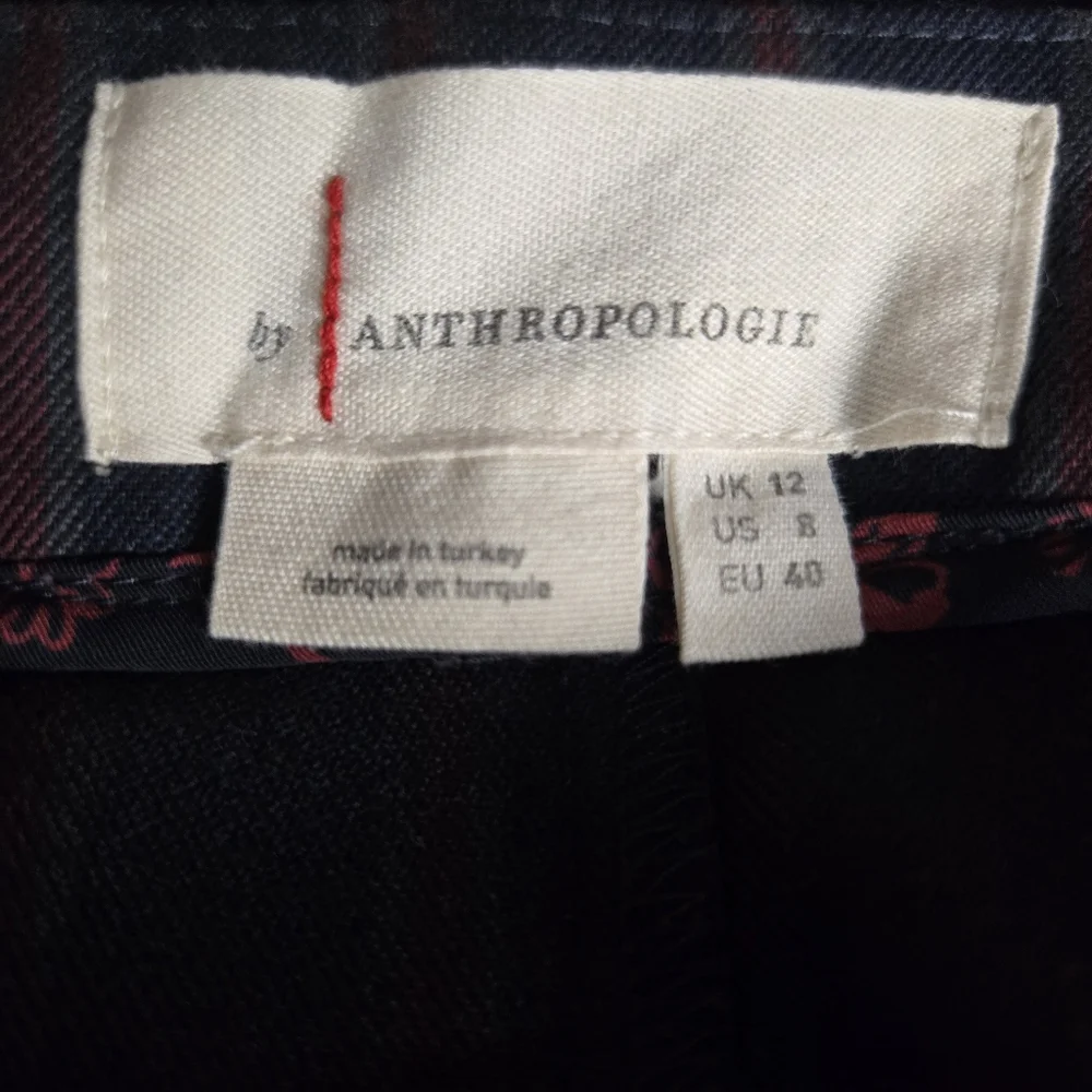 By Anthropologie Low-Rise Striped Flare Pants Cuffed Hem Blue Red